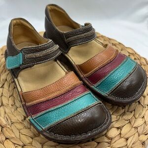 Spring Step Pebbled Leather Wedge Baby Jane Lolita Folk Boho Cottage. Bumblebee